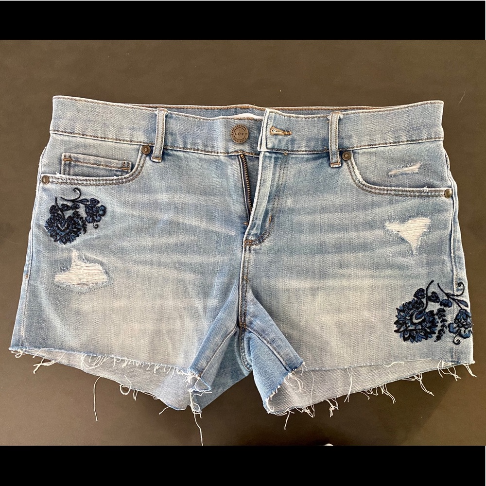Loft frayed hem denim shorts